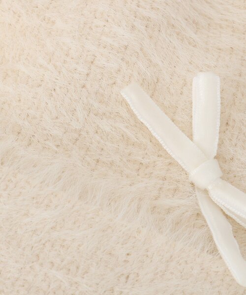 SHOO・LA・RUE(シューラルー)の「◆リボン付きシャギーニット帽(ニットキャップ/ビーニー・レディース・ベージュ/ダークグレー/ブラック・00)」の7枚目の写真