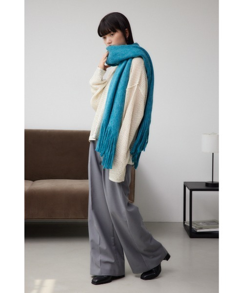 AZUL by moussy（アズールバイマウジー）の「ニットフリンジストール（ストール/ショール・レディース・ライトベージュ/レッド/ターコイズブルー/チャコールグレー・FREE）」の18枚目の写真