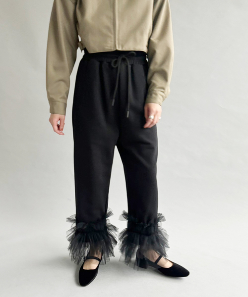 VIVIANO(ヴィヴィアーノ)の「【VIVIANO / ヴィヴィアーノ】Tulle Sweat Pants(その他パンツ・レディース・ブラック・MEDIUM/SMALL)」の3枚目の写真