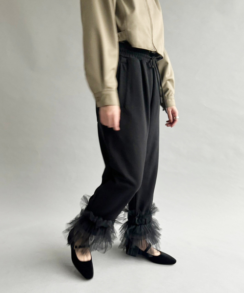 VIVIANO(ヴィヴィアーノ)の「【VIVIANO / ヴィヴィアーノ】Tulle Sweat Pants(その他パンツ・レディース・ブラック・MEDIUM/SMALL)」の4枚目の写真