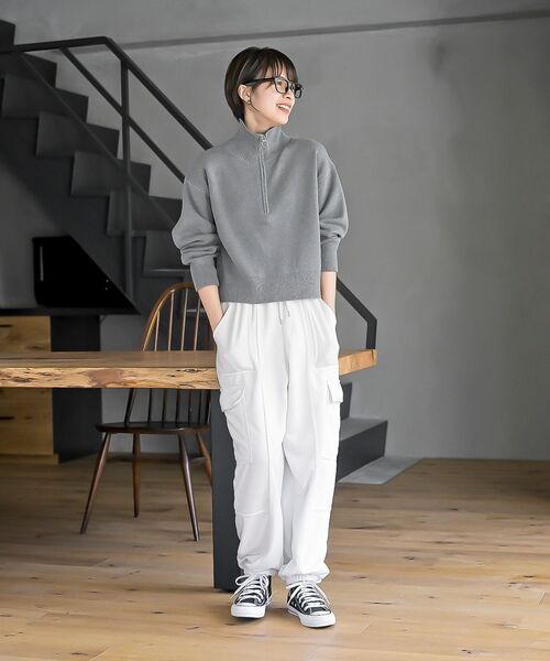 rps(アールピーエス)の「スウェットライクハーフZIPニットプルオーバー(ニット/セーター・レディース・杢グレー/グレー系その他/ブラック・フリー)」の4枚目の写真