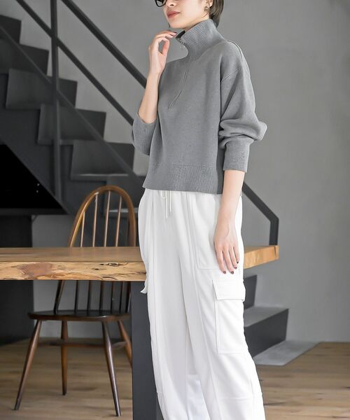 rps(アールピーエス)の「スウェットライクハーフZIPニットプルオーバー(ニット/セーター・レディース・杢グレー/グレー系その他/ブラック・フリー)」の5枚目の写真