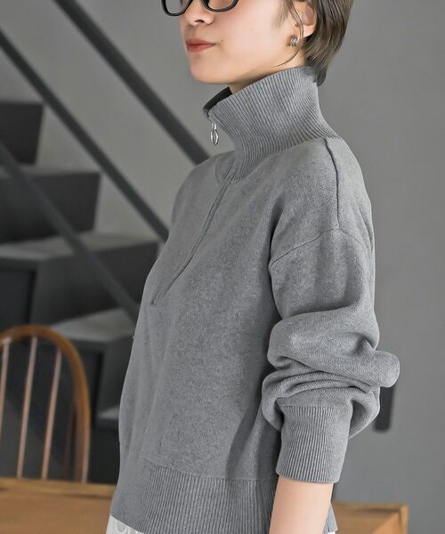 rps(アールピーエス)の「スウェットライクハーフZIPニットプルオーバー(ニット/セーター・レディース・杢グレー/グレー系その他/ブラック・フリー)」の8枚目の写真