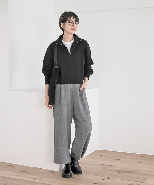 rps(アールピーエス)の「スウェットライクハーフZIPニットプルオーバー(ニット/セーター・レディース・杢グレー/グレー系その他/ブラック・フリー)」の12枚目の写真