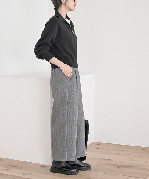 rps(アールピーエス)の「スウェットライクハーフZIPニットプルオーバー(ニット/セーター・レディース・杢グレー/グレー系その他/ブラック・フリー)」の15枚目の写真