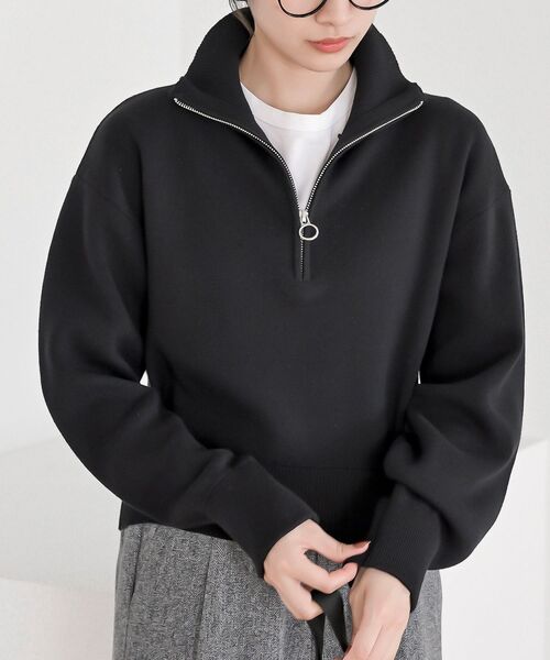 rps(アールピーエス)の「スウェットライクハーフZIPニットプルオーバー(ニット/セーター・レディース・杢グレー/グレー系その他/ブラック・フリー)」の16枚目の写真