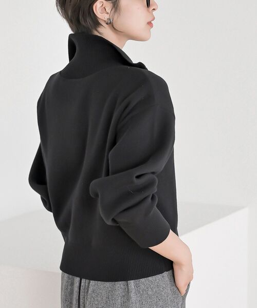 rps(アールピーエス)の「スウェットライクハーフZIPニットプルオーバー(ニット/セーター・レディース・杢グレー/グレー系その他/ブラック・フリー)」の19枚目の写真