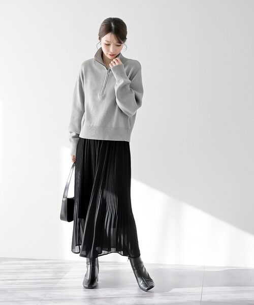 rps(アールピーエス)の「スウェットライクハーフZIPニットプルオーバー(ニット/セーター・レディース・杢グレー/グレー系その他/ブラック・フリー)」の20枚目の写真