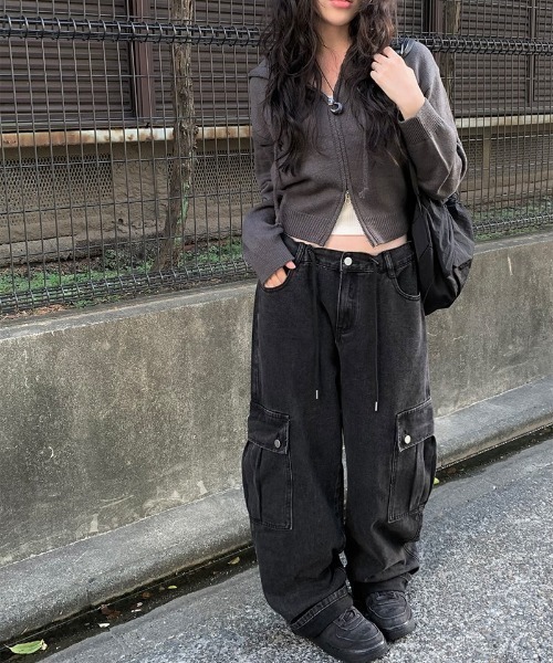 anyonemore（エニワンモア）の「ダブルジップクロップドニットジップパーカー（パーカー・レディース・チャコール・FREE）」の14枚目の写真