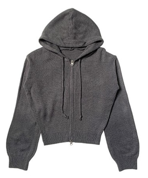 anyonemore（エニワンモア）の「ダブルジップクロップドニットジップパーカー（パーカー・レディース・チャコール・FREE）」の12枚目の写真