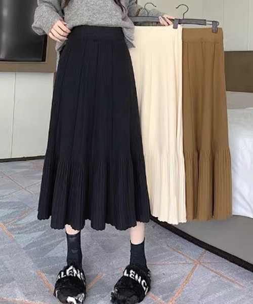 SALE【Alaia】ハイウエスト プリーツスカート セール】ハイウエスト プリーツ Aライン イージー スカート（スカート