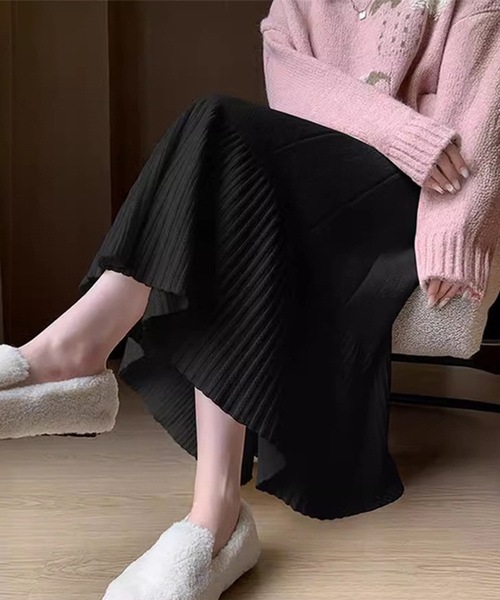 セール】ハイウエスト プリーツ Aライン イージー スカート