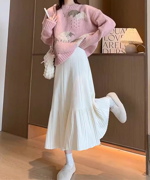 Lace Ladies(レースレディース)の「ハイウエスト プリーツ Aライン イージー スカート(スカート・レディース・ブラック/アイボリー/モカ・FREE)」の19枚目の写真