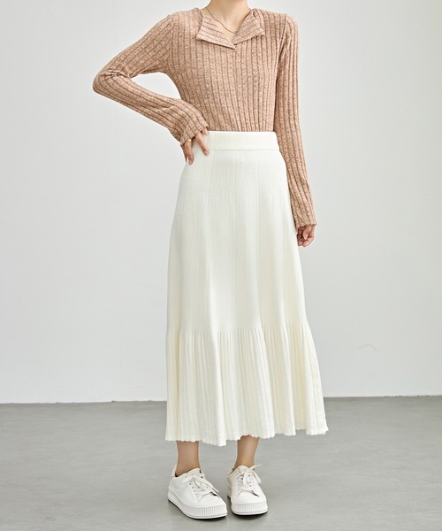 セール】ハイウエスト プリーツ Aライン イージー スカート