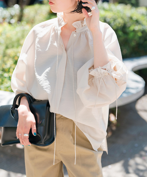 美品　2025年モデル　スピックアンドスパン　ハイブリットフリルリボンブラウス Spick & Span（スピックアンドスパン）の「《追加》ハイブリット