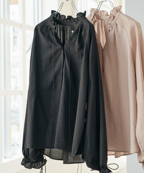 ちー　スピック&スパン　黒　ハイブリットフリルリボン　ブラウス 2025年最新】スピックスパン ハイブリットフリルリボンブラウス