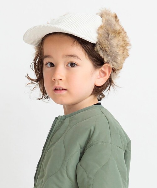 BRANSHES（ブランシェス）の「コーデュロイフライトキャップ（キャップ・キッズ・チャコールグレー/アイボリー・L/M/S）」の6枚目の写真
