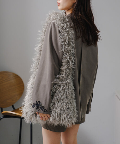 Kastane（カスタネ）の「*ロングファーバッグ（ショルダーバッグ・レディース・アイボリー/グレー/ブラウン・FREE）」の12枚目の写真