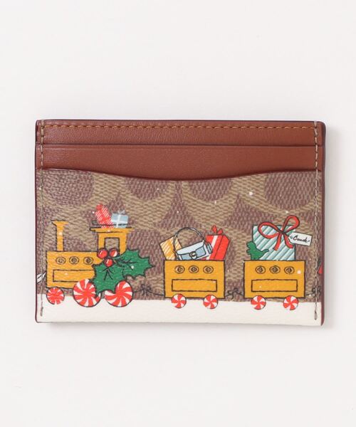 ホリデー エッセンシャル カード ケース・シグネチャー キャンバス・トレイン（カードケース）｜COACH（コーチ）