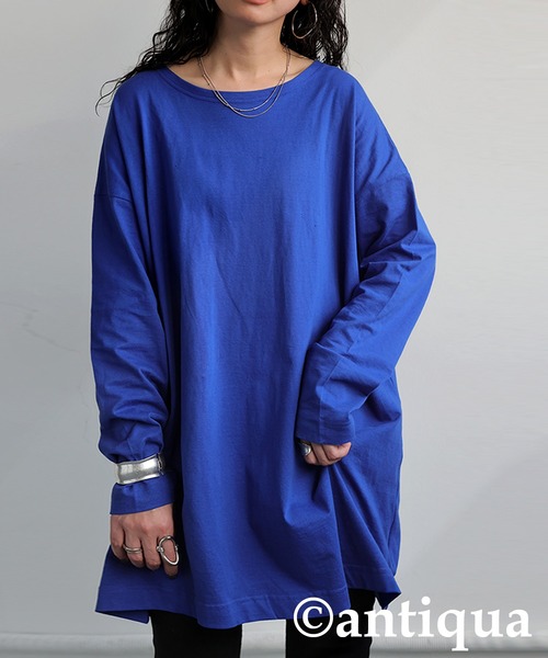 antiqua(アンティカ)の「ベーシックロングTシャツ(Tシャツ/カットソー・レディース・ブラック/ホワイト/ダークグレー/ブルー/グリーン・M/L/XL)」の17枚目の写真