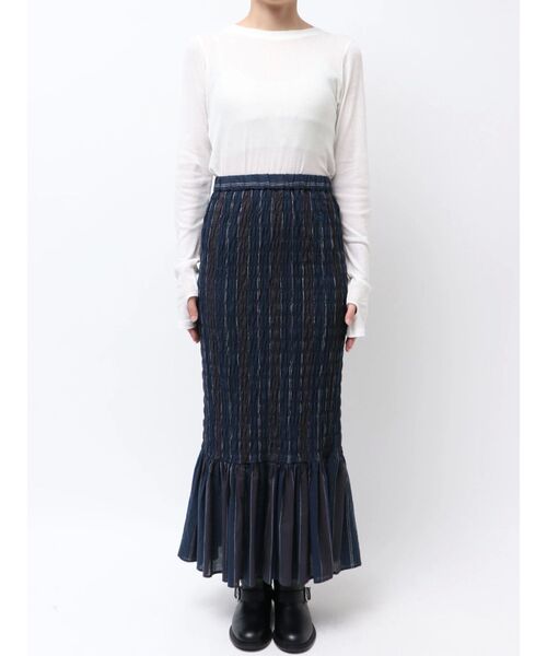 Ungrid（アングリッド）の「シャーリングデザインストライプスカート（スカート・レディース・レッド/ネイビー・FREE）」の11枚目の写真