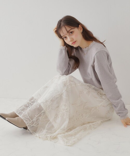 【ふわっと揺れる華やぎスカート】ブークレチュールスカート（スカート）｜couture brooch（クチュールブローチ）