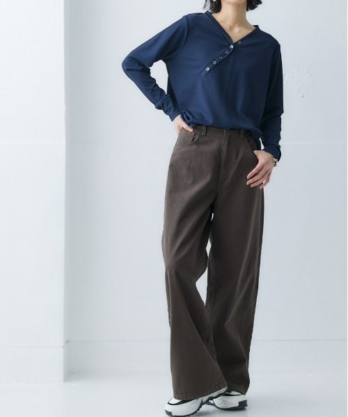 Soiunique（スワユニーク）の「綿１００％超ゆったりツイルワイドパンツ ［Soiunique］（その他パンツ・レディース・レッド/グリーン/モカ・LL/L/M）」の20枚目の写真