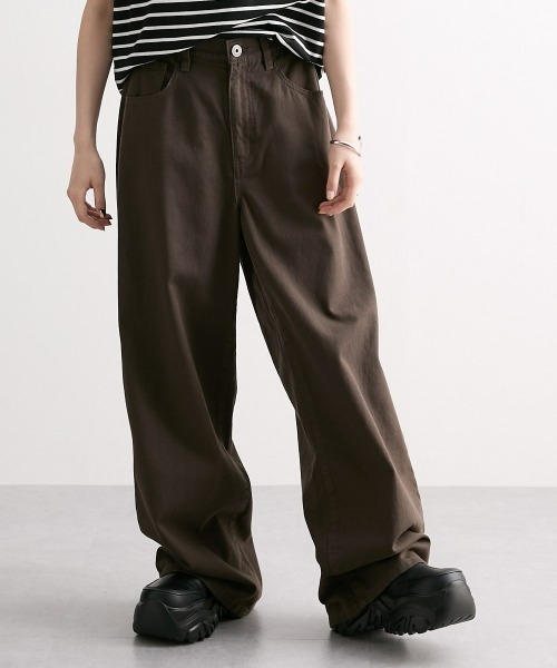 Soiunique（スワユニーク）の「綿１００％超ゆったりツイルワイドパンツ ［Soiunique］（その他パンツ・レディース・レッド/グリーン/モカ・LL/L/M）」の11枚目の写真