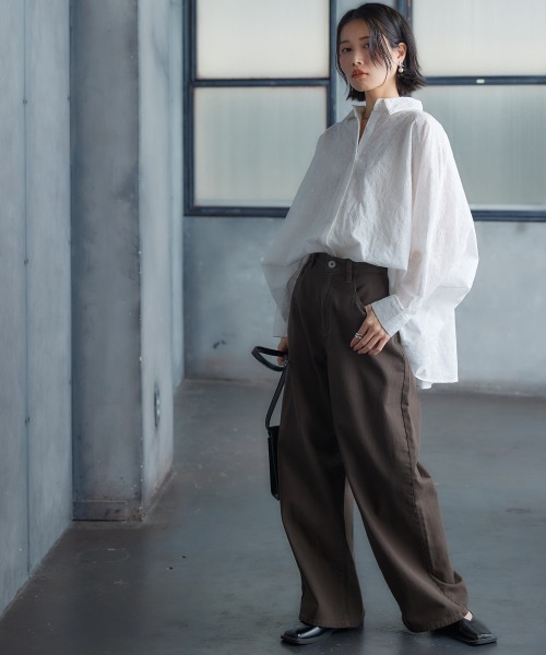 Soiunique（スワユニーク）の「綿１００％超ゆったりツイルワイドパンツ ［Soiunique］（その他パンツ・レディース・レッド/グリーン/モカ・LL/L/M）」の16枚目の写真