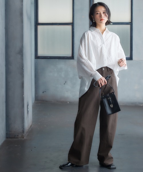 Soiunique（スワユニーク）の「綿１００％超ゆったりツイルワイドパンツ ［Soiunique］（その他パンツ・レディース・レッド/グリーン/モカ・LL/L/M）」の17枚目の写真