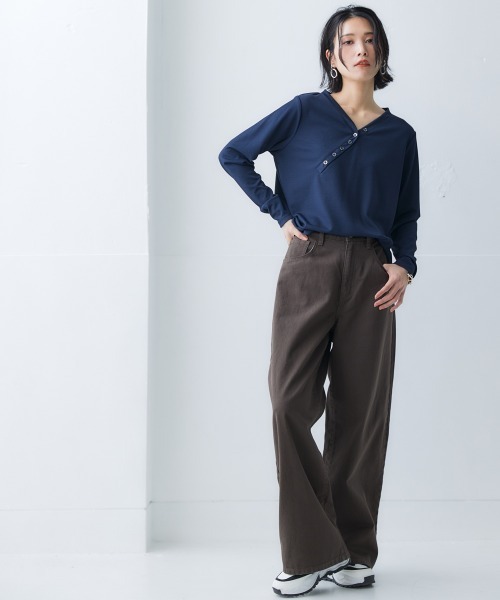 Soiunique（スワユニーク）の「綿１００％超ゆったりツイルワイドパンツ ［Soiunique］（その他パンツ・レディース・レッド/グリーン/モカ・LL/L/M）」の18枚目の写真