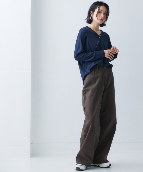 Soiunique（スワユニーク）の「綿１００％超ゆったりツイルワイドパンツ ［Soiunique］（その他パンツ・レディース・レッド/グリーン/モカ・LL/L/M）」の19枚目の写真