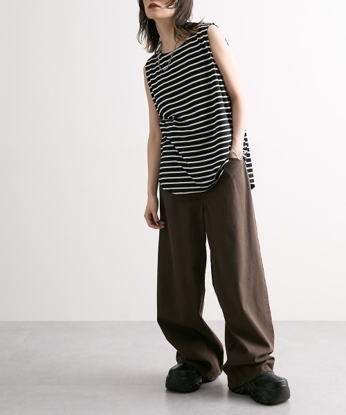 Soiunique（スワユニーク）の「綿１００％超ゆったりツイルワイドパンツ ［Soiunique］（その他パンツ・レディース・レッド/グリーン/モカ・LL/L/M）」の8枚目の写真