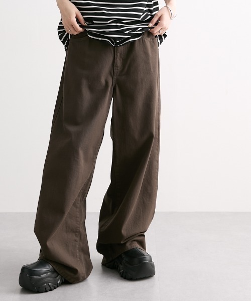 Soiunique（スワユニーク）の「綿１００％超ゆったりツイルワイドパンツ ［Soiunique］（その他パンツ・レディース・レッド/グリーン/モカ・LL/L/M）」の12枚目の写真