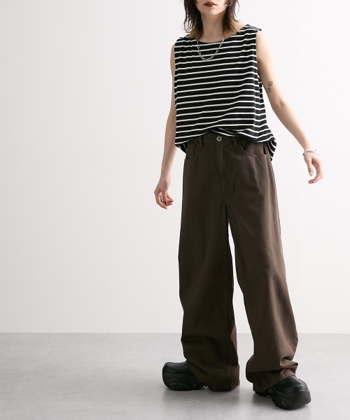 Soiunique（スワユニーク）の「綿１００％超ゆったりツイルワイドパンツ ［Soiunique］（その他パンツ・レディース・レッド/グリーン/モカ・LL/L/M）」の14枚目の写真