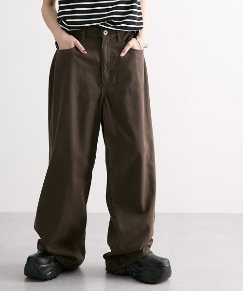 Soiunique（スワユニーク）の「綿１００％超ゆったりツイルワイドパンツ ［Soiunique］（その他パンツ・レディース・レッド/グリーン/モカ・LL/L/M）」の15枚目の写真