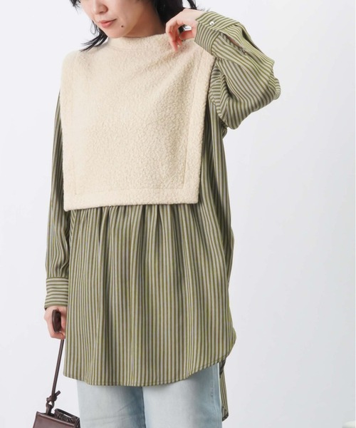 LUCA/LADY LUCK LUCA（ルカ/レディラックルカ）の「LC/LLL ブークレストライプドッキングブラウス / レイヤード風ストライプチュニック（シャツ/ブラウス・レディース・カーキ/ネイビー/ブラック・FREE）」の11枚目の写真