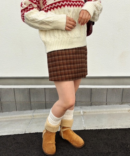 frunco(フランコ)の「【ZOZO限定】タータンチェックラップ台形スカート(スカート・レディース・ブラウン/グレー・MEDIUM)」の19枚目の写真