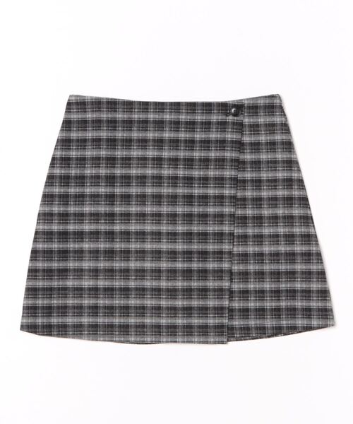 frunco(フランコ)の「【ZOZO限定】タータンチェックラップ台形スカート(スカート・レディース・ブラウン/グレー・MEDIUM)」の3枚目の写真