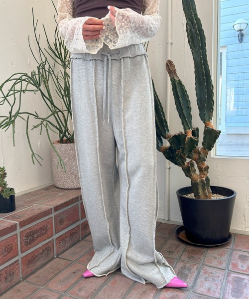 FUULLY STUDIO（フーリィーステューディオ）の「スウェットシームイージーパンツ（スウェットパンツ・レディース・ブラック/アイボリー/グレー・FREE）」の22枚目の写真