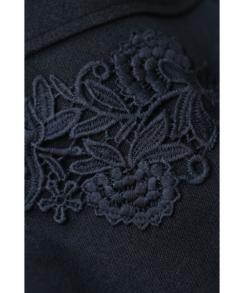 （黒）エレガントなレース装飾のフード付きロングジレベスト（ベスト）｜CAWAII（カワイイ）