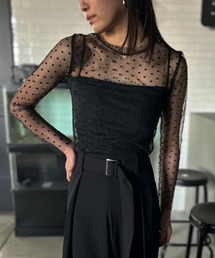 Kotoe | クルーネック ドットシアートップス(Tシャツ/カットソー)