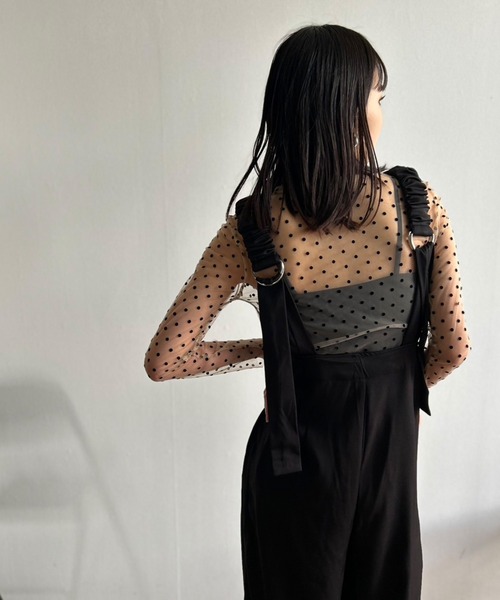 Kotoe（コトエ）の「クルーネック ドットシアートップス（Tシャツ/カットソー・レディース・ブラック/オフホワイト・FREE）」の4枚目の写真