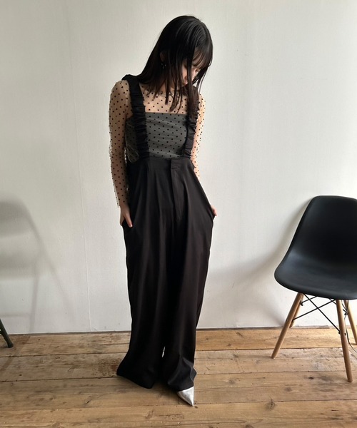 Kotoe（コトエ）の「クルーネック ドットシアートップス（Tシャツ/カットソー・レディース・ブラック/オフホワイト・FREE）」の5枚目の写真