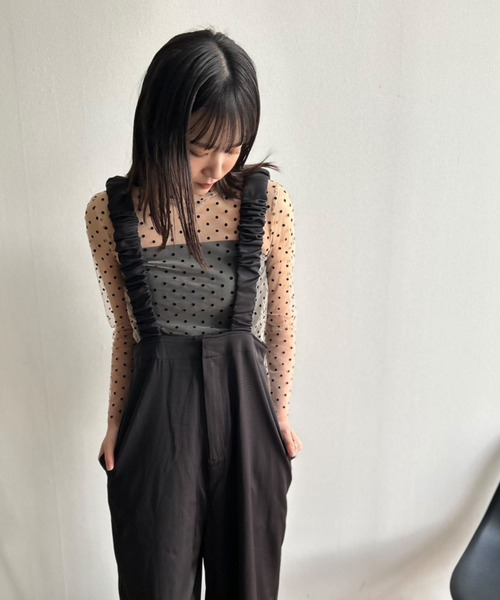 Kotoe（コトエ）の「クルーネック ドットシアートップス（Tシャツ/カットソー・レディース・ブラック/オフホワイト・FREE）」の6枚目の写真