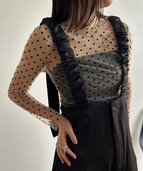 Kotoe（コトエ）の「クルーネック ドットシアートップス（Tシャツ/カットソー・レディース・ブラック/オフホワイト・FREE）」の18枚目の写真