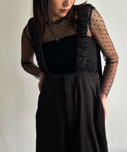 Kotoe（コトエ）の「クルーネック ドットシアートップス（Tシャツ/カットソー・レディース・ブラック/オフホワイト・FREE）」の9枚目の写真
