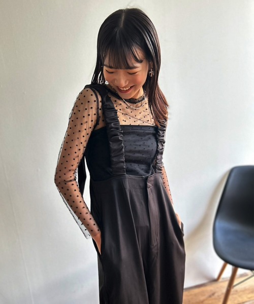 Kotoe（コトエ）の「クルーネック ドットシアートップス（Tシャツ/カットソー・レディース・ブラック/オフホワイト・FREE）」の11枚目の写真