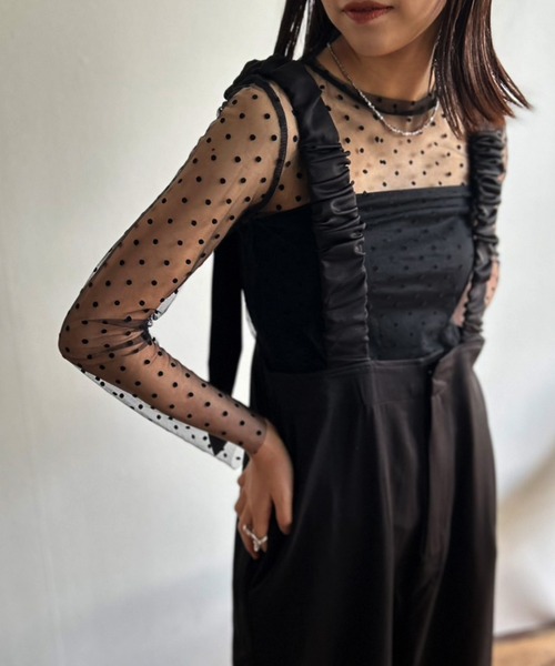 Kotoe（コトエ）の「クルーネック ドットシアートップス（Tシャツ/カットソー・レディース・ブラック/オフホワイト・FREE）」の12枚目の写真