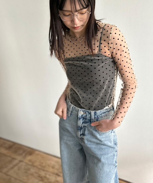 Kotoe（コトエ）の「クルーネック ドットシアートップス（Tシャツ/カットソー・レディース・ブラック/オフホワイト・FREE）」の22枚目の写真